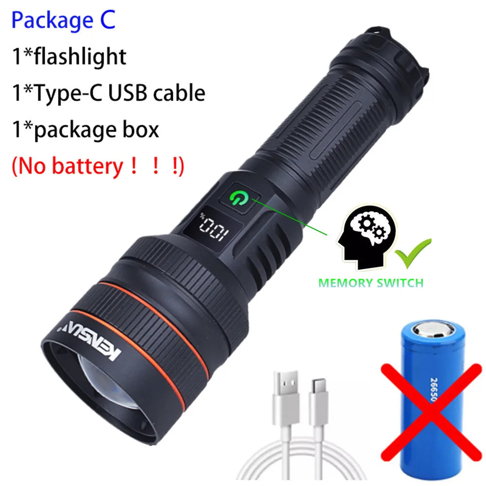 KENSUN Long-Range USB-C Tactical LED Flashlight