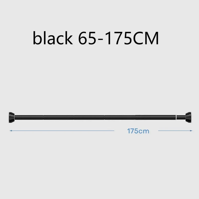 Black Adjustable Stainless Steel Rod – No-Drill, Telescopic 65–255cm