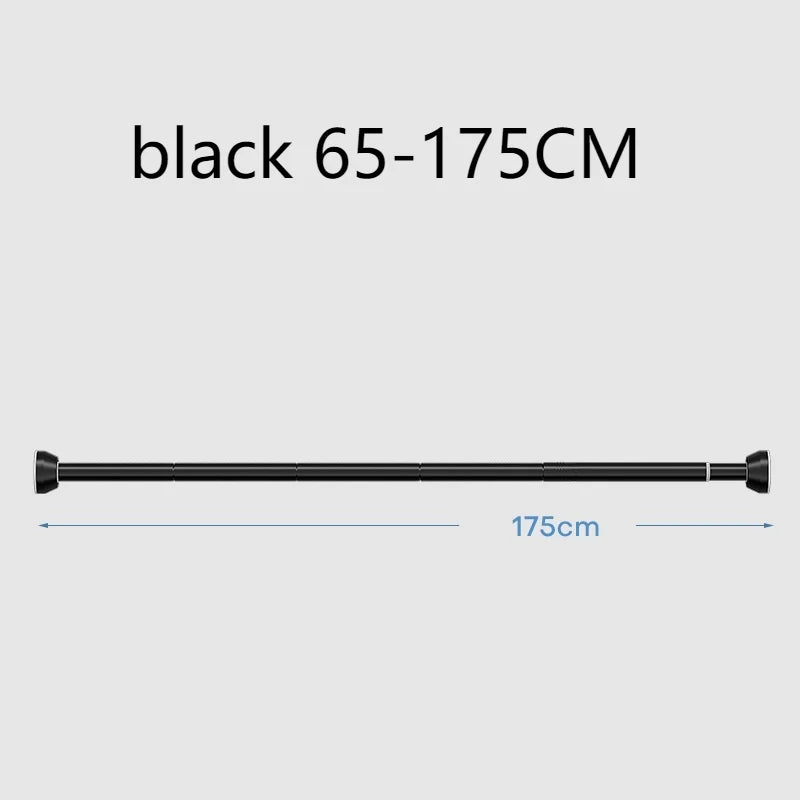 Black Adjustable Stainless Steel Rod – No-Drill, Telescopic 65–255cm