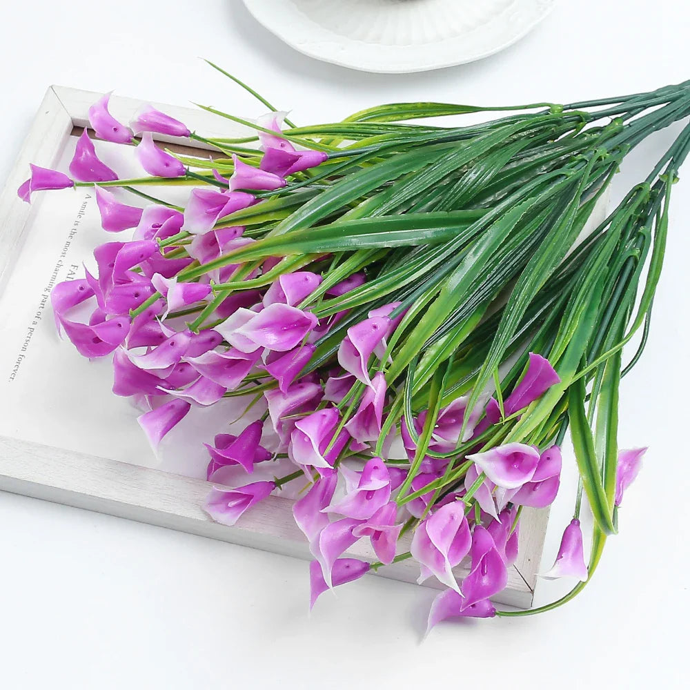 33cm Artificial Calla Lily Bouquet – Silk Flowers for Home & Wedding