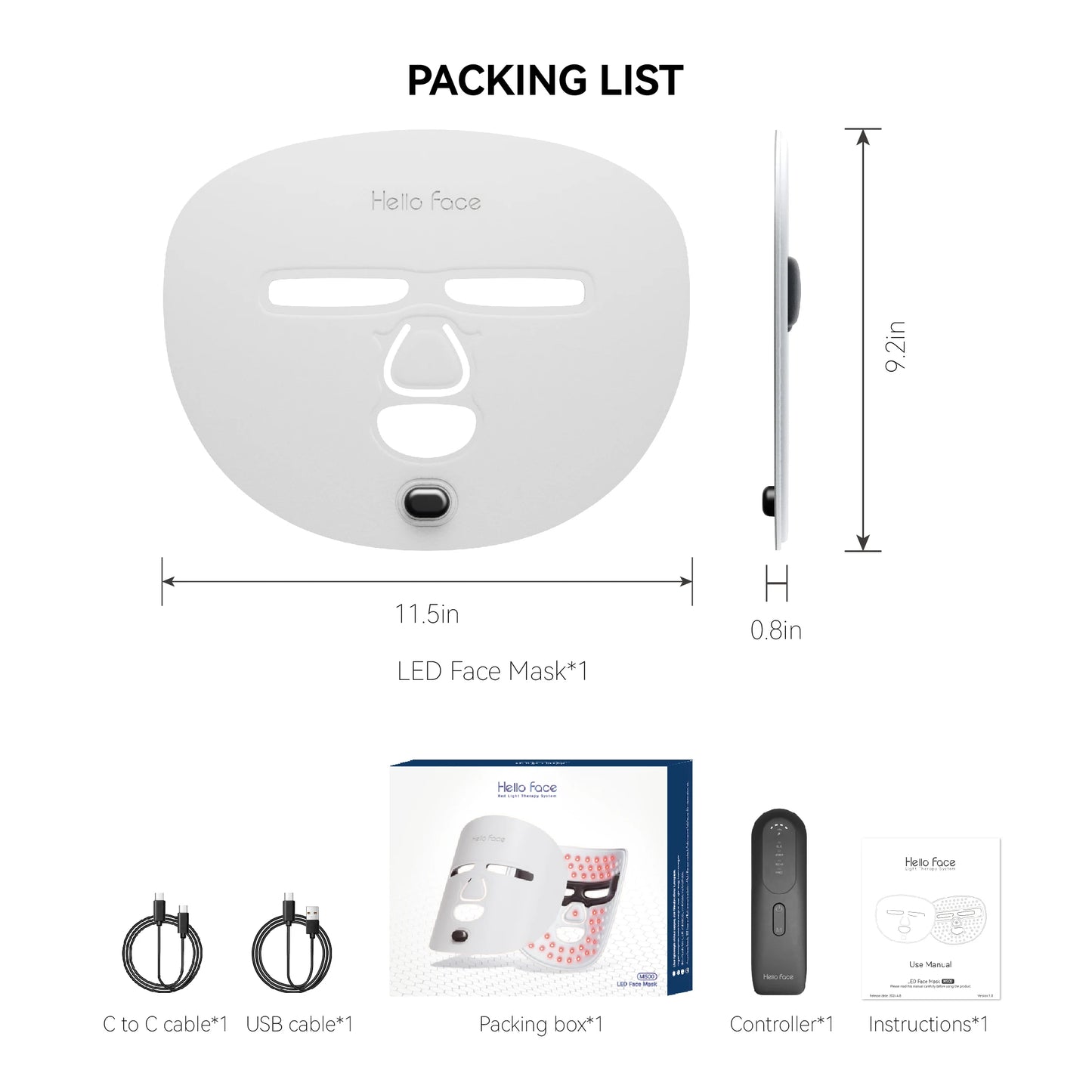 Hello Face M500 Light Therapy Mask – Anti-Aging & Acne Care