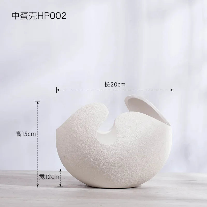 Nordic White Ceramic Egg Shell Vase – Minimalist Home Decor