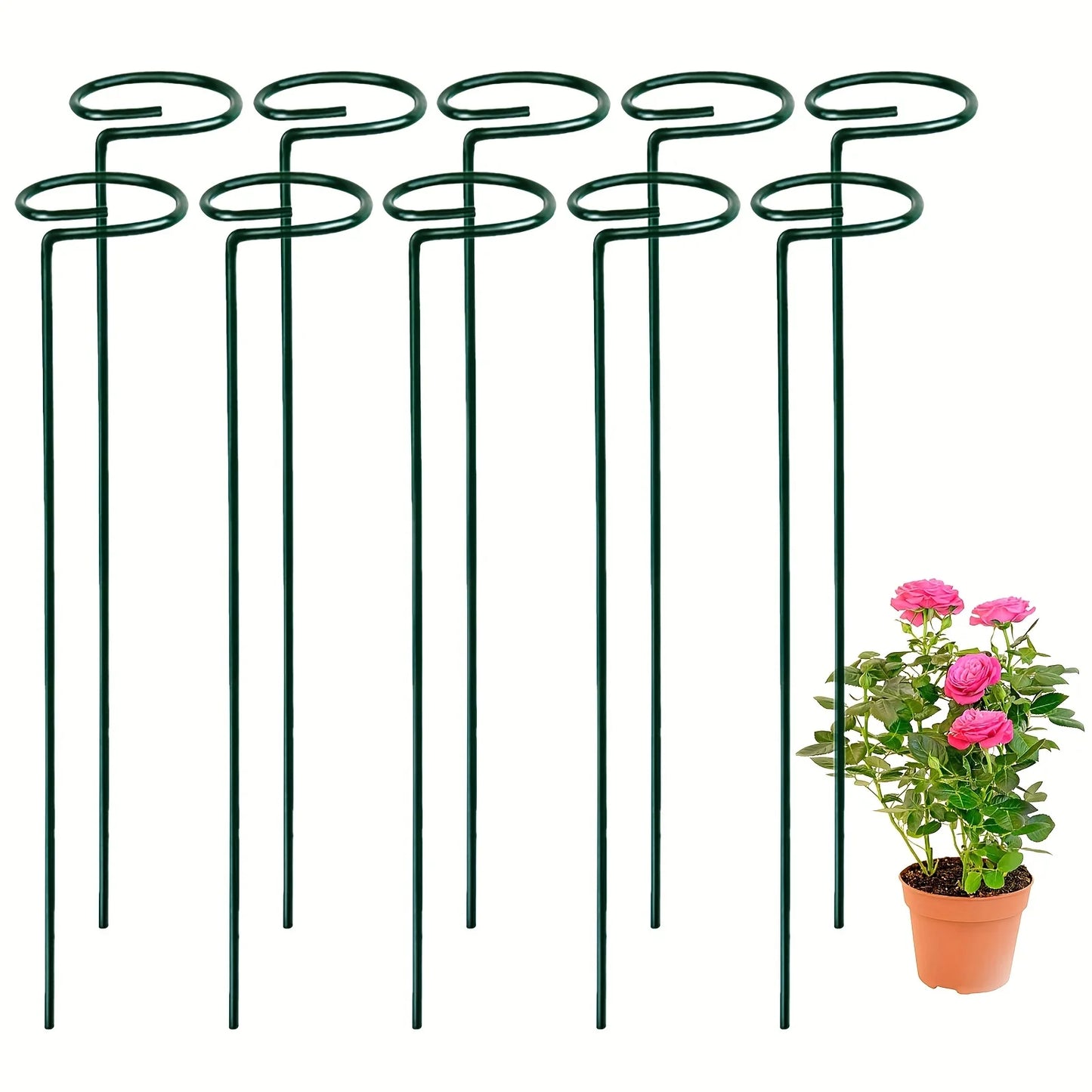 Adjustable Plant Support Stakes – Durable Metal Garden Support Rings