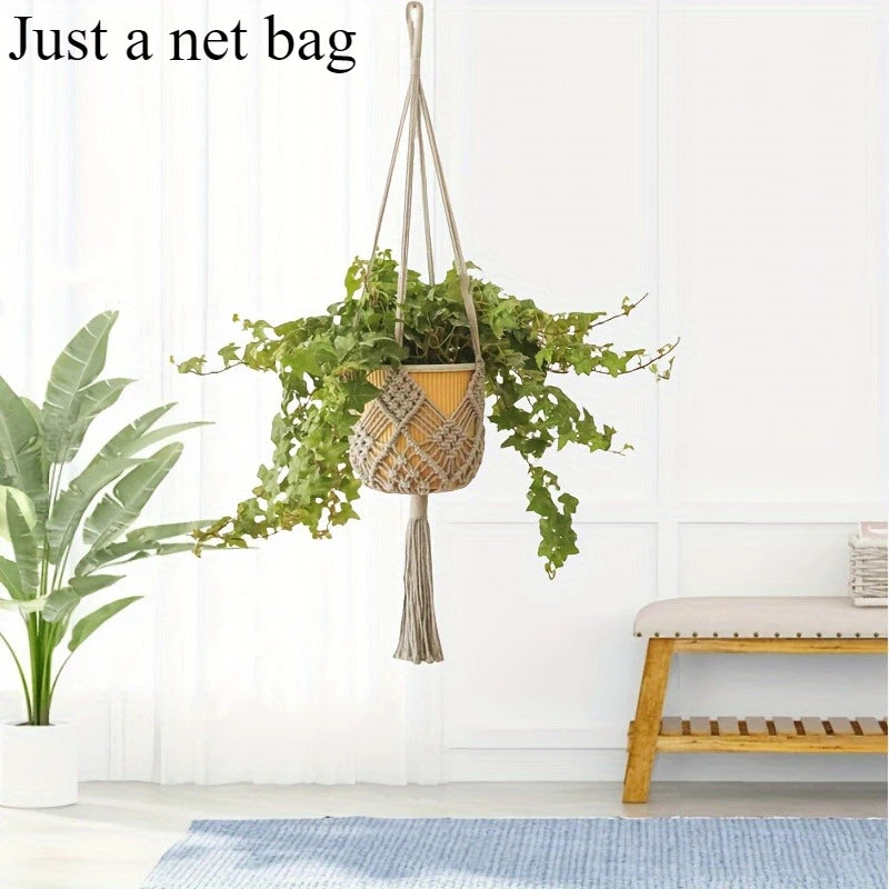 Boho Macrame Plant Hanger – Hanging Rope Basket for Plants