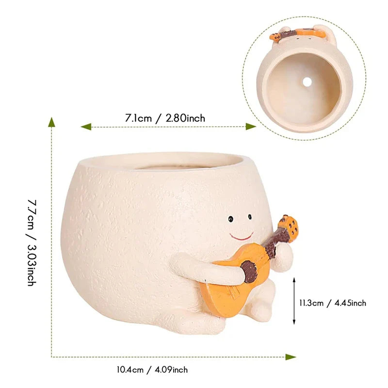 Smiley Face Resin Planter Pot – Cute Indoor & Outdoor Succulent Pot