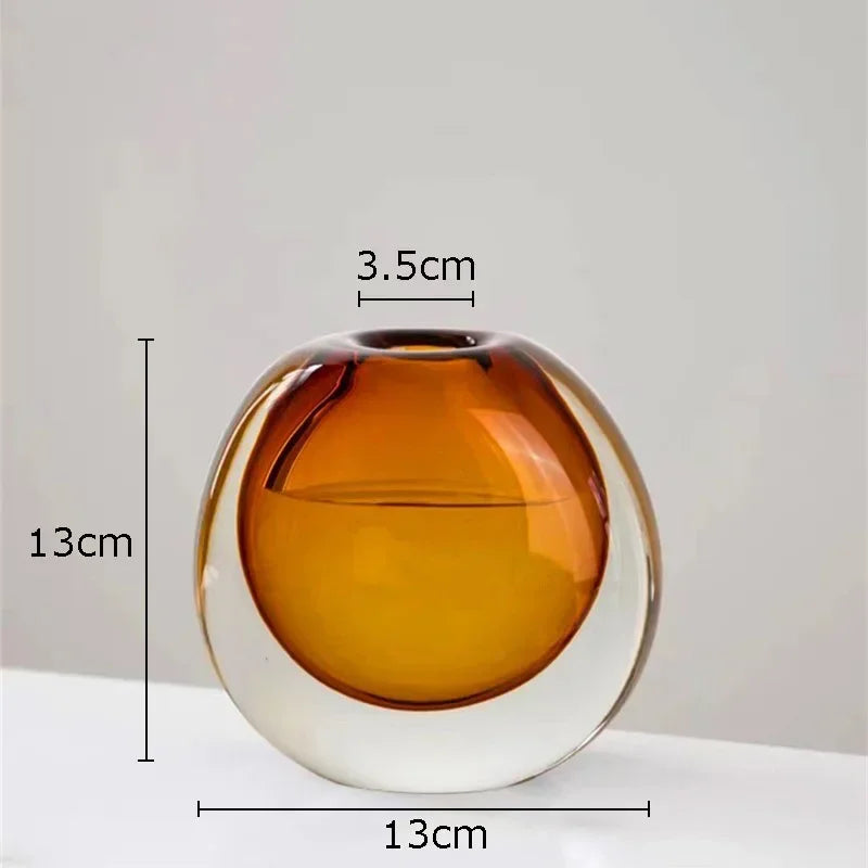 Modern Clear Glass Vase – Minimalist Tabletop Flower Decor (Medium)