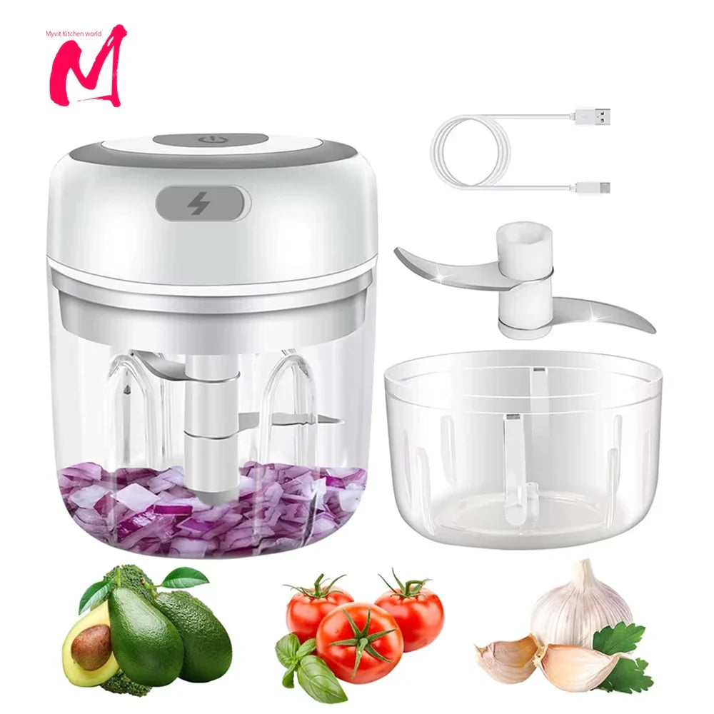 Electric Mini Garlic Chopper – 380ml USB Rechargeable