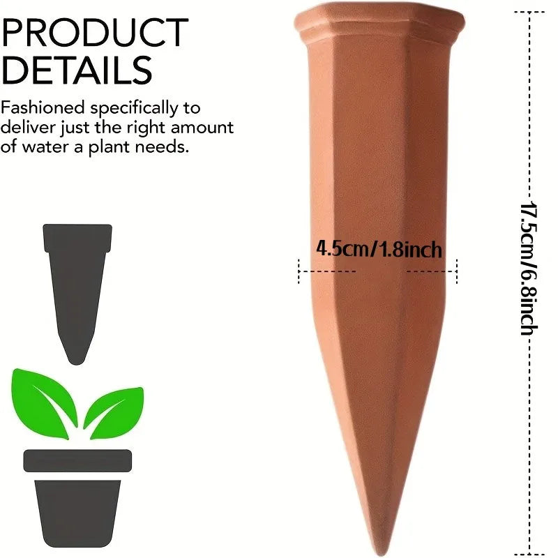 4-Pack Terracotta Plant Watering Stakes – Auto Irrigation