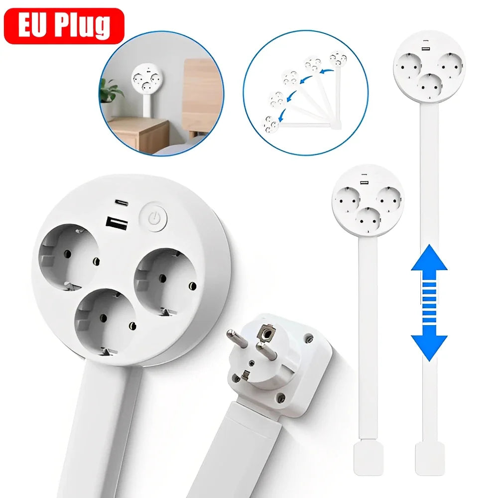 Rotating Power Socket Extender – 180° Adjustable Wall Plug