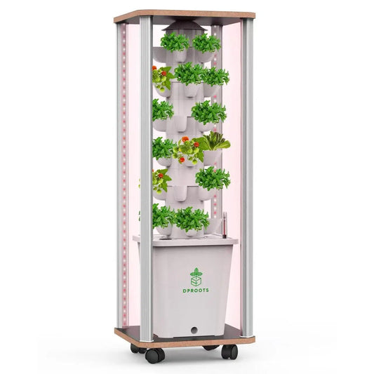 Hydroponic Tower Garden Kit – 30 Pod Indoor Vertical Grow System with LED & Auto Watering