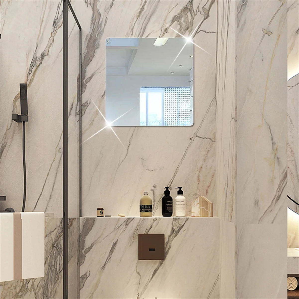 4pcs Square Mirror Wall Stickers – Stylish DIY Home Decor