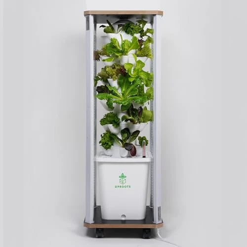 Hydroponic Tower Garden Kit – 30 Pod Indoor Vertical Grow System with LED & Auto Watering