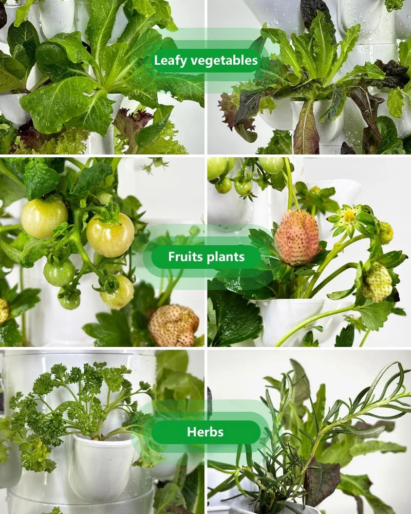 Hydroponic Tower Garden Kit – 30 Pod Indoor Vertical Grow System with LED & Auto Watering