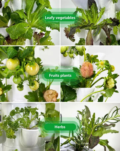 Hydroponic Tower Garden Kit – 30 Pod Indoor Vertical Grow System with LED & Auto Watering