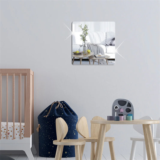 4pcs Square Mirror Wall Stickers – Stylish DIY Home Decor