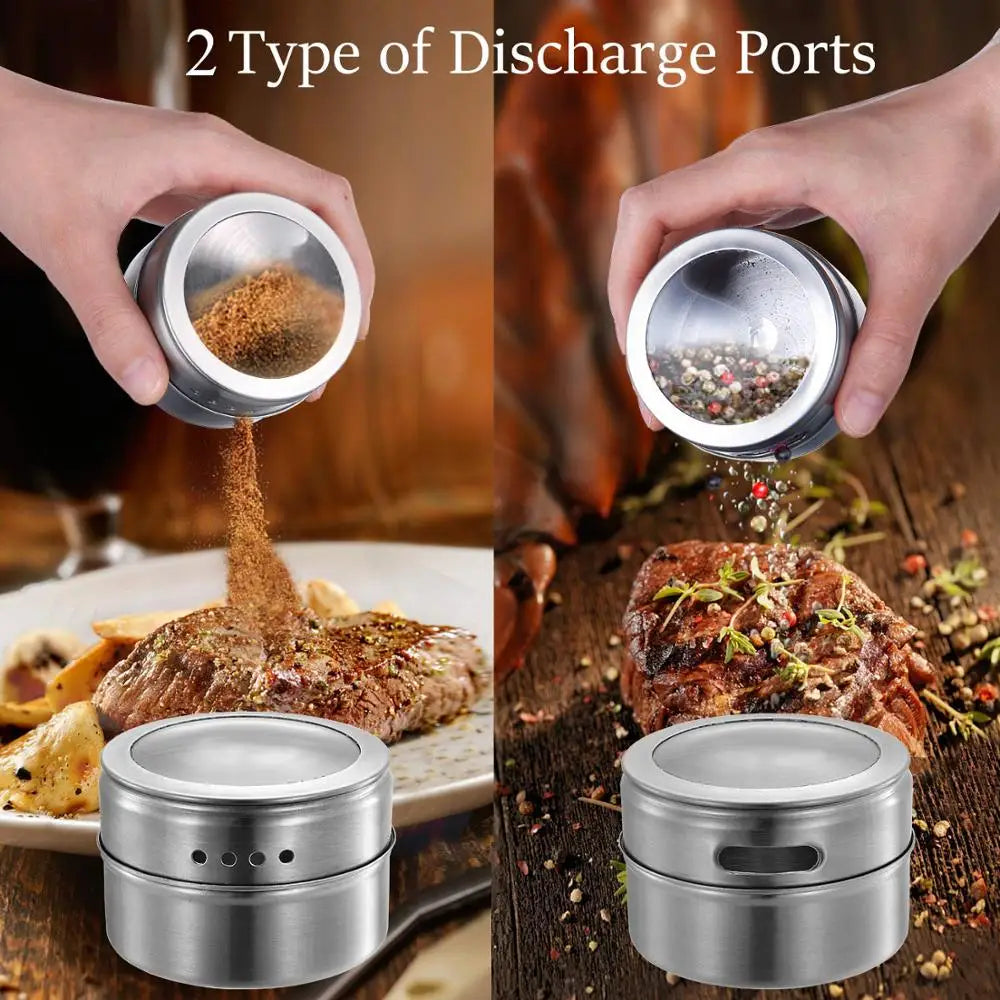 Magnetic Stainless Steel Spice Jars – Kitchen Storage Set