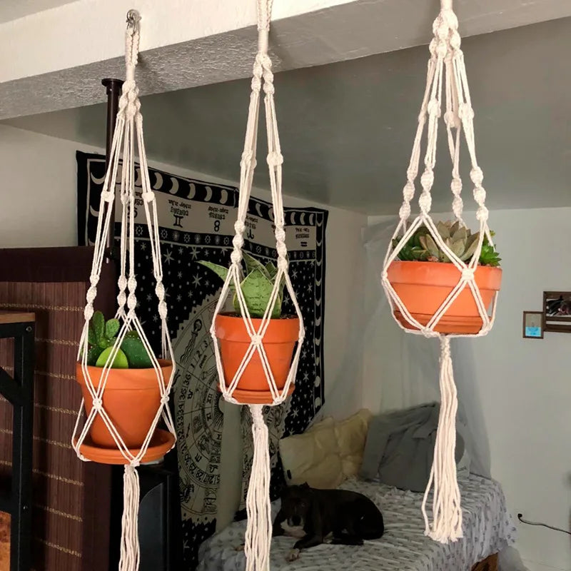 Macrame Plant Hanger – Handmade Boho Hanging Planter