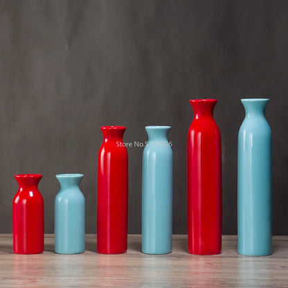 Red & Blue Ceramic Wedding Vase – Modern Home Decor
