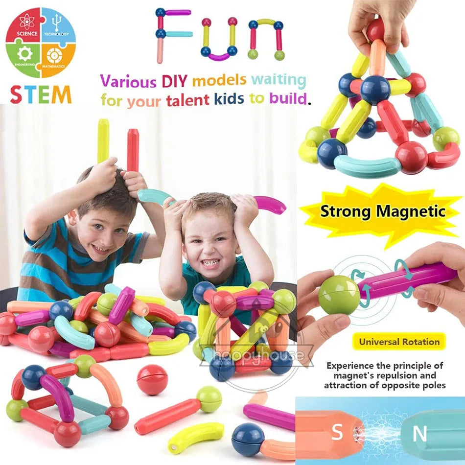Magnetic Building Blocks Set – STEM Educational Construction Toy for Kids