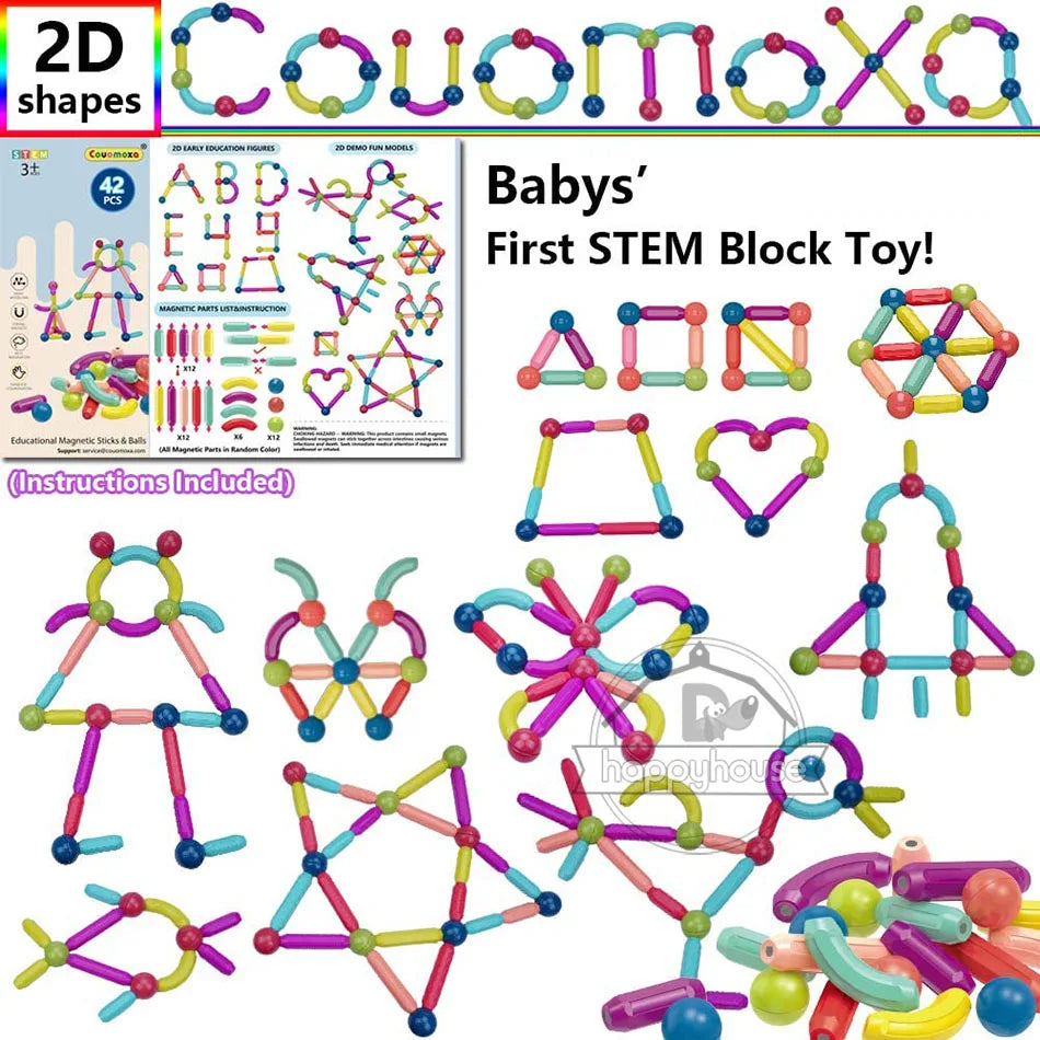 Magnetic Building Blocks Set – STEM Educational Construction Toy for Kids