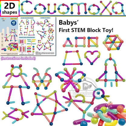 Magnetic Building Blocks Set – STEM Educational Construction Toy for Kids