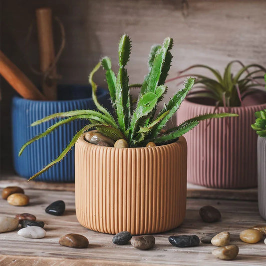 Stripe Silicone Flowerpot & Candle Mold – DIY Planter Kit