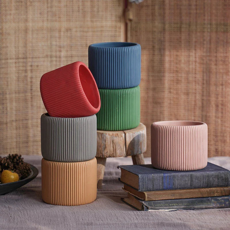 Stripe Silicone Flowerpot & Candle Mold – DIY Planter Kit