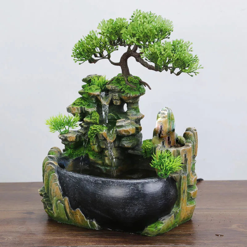 Feng Shui Water Fountain – Indoor Rockery Desktop Waterfall Decor (EU Plug)