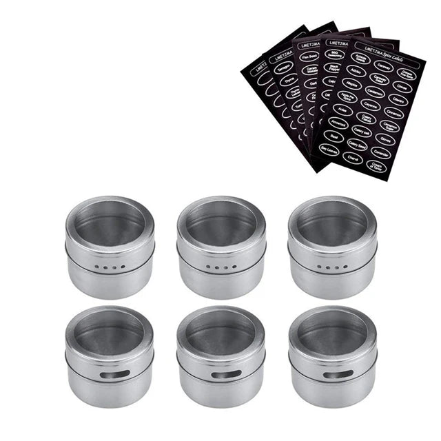 Magnetic Stainless Steel Spice Jars – Kitchen Storage Set