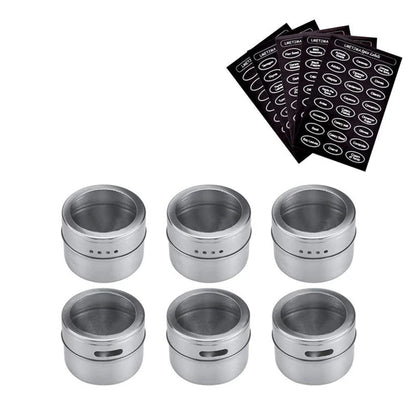 Magnetic Stainless Steel Spice Jars – Kitchen Storage Set