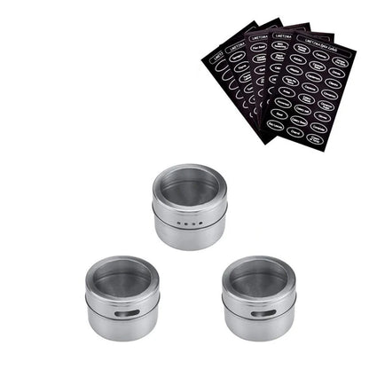 Magnetic Stainless Steel Spice Jars – Kitchen Storage Set