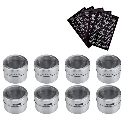 Magnetic Stainless Steel Spice Jars – Kitchen Storage Set