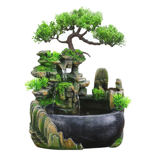 Feng Shui Water Fountain – Indoor Rockery Desktop Waterfall Decor (EU Plug)