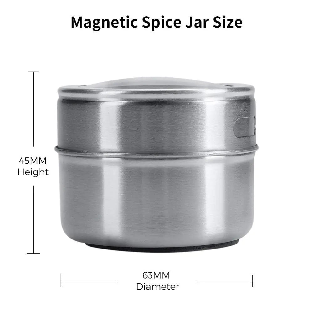 Magnetic Stainless Steel Spice Jars – Kitchen Storage Set