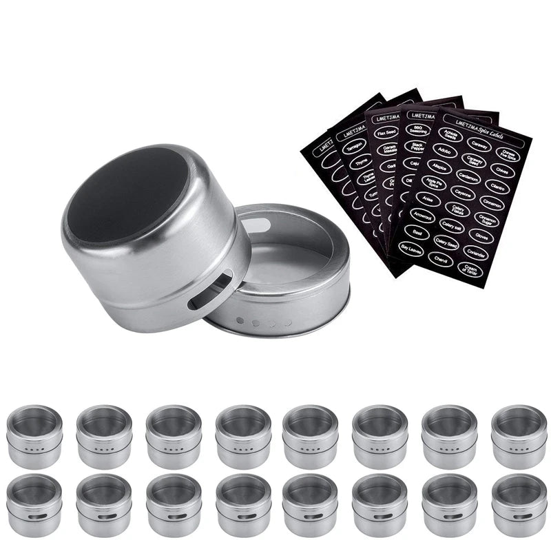 Magnetic Stainless Steel Spice Jars – Kitchen Storage Set