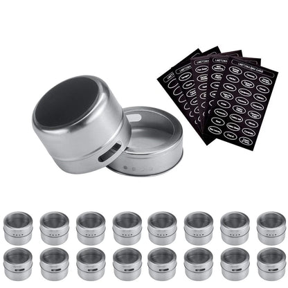Magnetic Stainless Steel Spice Jars – Kitchen Storage Set