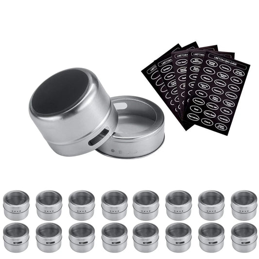 Magnetic Stainless Steel Spice Jars – Kitchen Storage Set