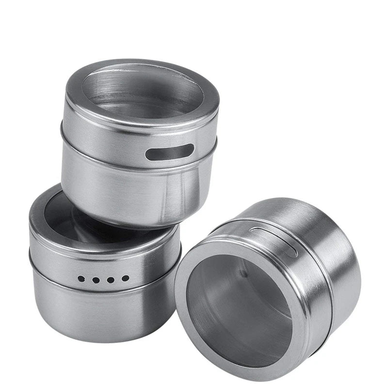 Magnetic Stainless Steel Spice Jars – Kitchen Storage Set