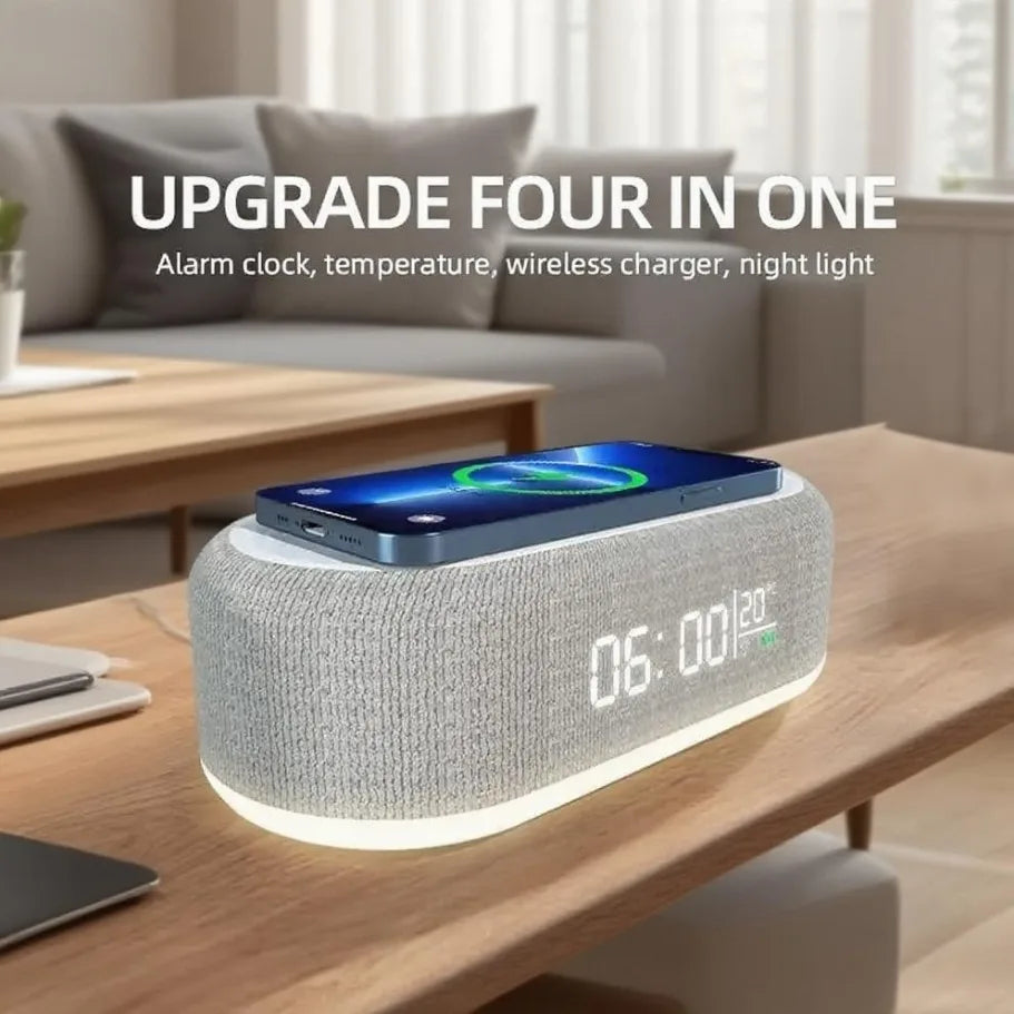 3-in-1 Wireless Charging Alarm Clock LED Lamp Thermometer