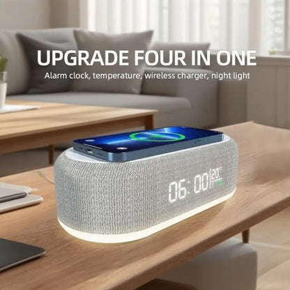 3-in-1 Wireless Charging Alarm Clock LED Lamp Thermometer