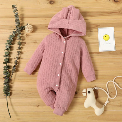 Cute Hooded Baby Romper with Ears – Soft & Cozy Bodysuit (0–18 Months)