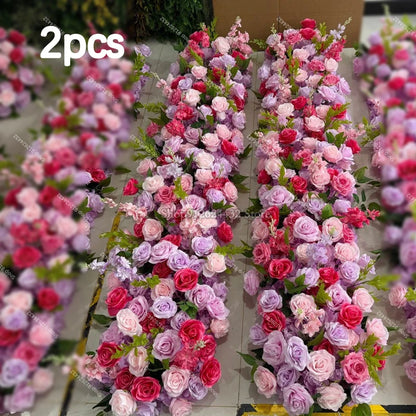Silk Rose Flower Runner – Wedding & Event Decor (Pink / Hot Pink / Purple)