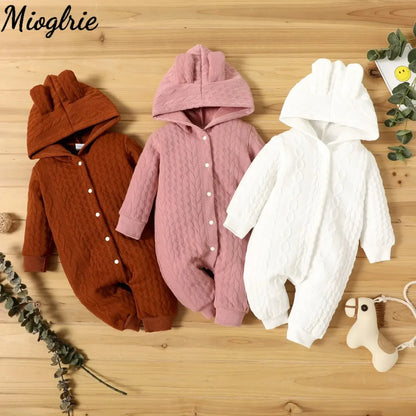 Cute Hooded Baby Romper with Ears – Soft & Cozy Bodysuit (0–18 Months)