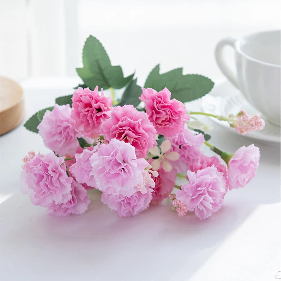 Mini Silk Carnation Stems – Elegant Floral Decor for Weddings & Home
