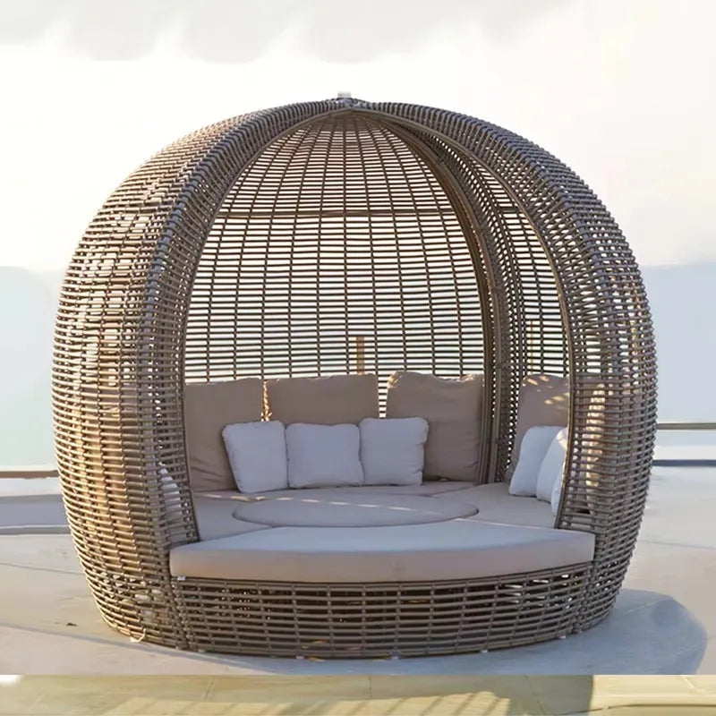 PE Rattan Outdoor Sun Lounger – Waterproof Pool Recliner Chair