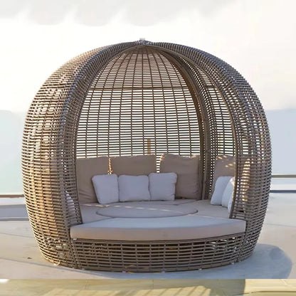 PE Rattan Outdoor Sun Lounger – Waterproof Pool Recliner Chair