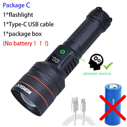 KENSUN Long-Range USB-C Tactical LED Flashlight