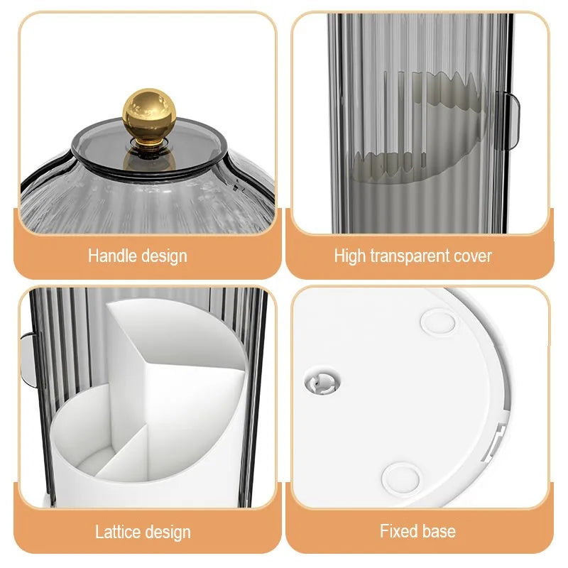 Rotating Makeup Brush Organizer With Lid
