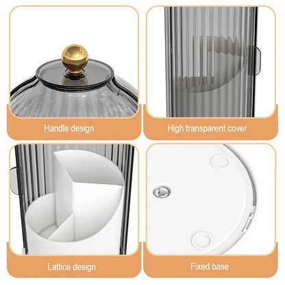 Rotating Makeup Brush Organizer With Lid