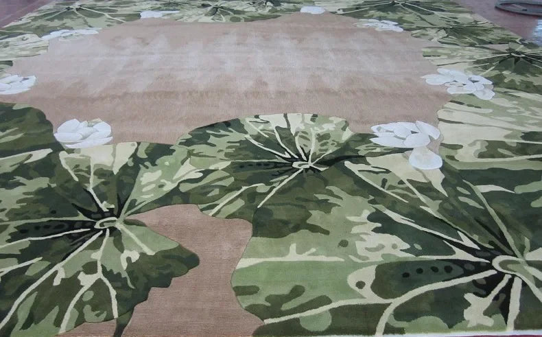 Green 8x10 Wool Rug – Soft Hand Tufted Carpet